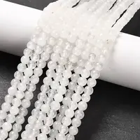 Round Natural White Jade Bead Strands