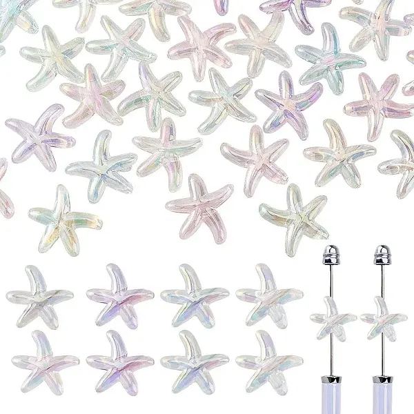 40Pcs 5 Colors Plating Acrylic Beads