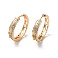 Brass Micro Pave Cubic Zirconia Hoop Earrings