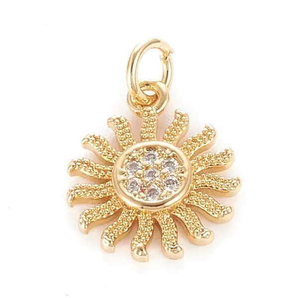 Brass Micro Pave Clear Cubic Zirconia Pendants