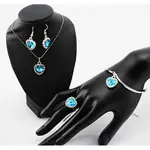 Heart Alloy with Crystal Pendant Necklace & Dangle Earring & Charm Bracelet & Ring