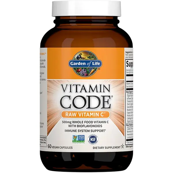 Garden of Life Vitamin Code RAW Vitamin C kapsuly na podporu imunitného systému, pre krásnu pleť a nechty 60 cps