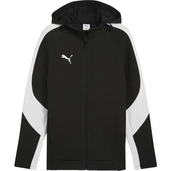 Puma TEAMEVOSTRIPE HOODED JACKET Pánska bunda, čierna, veľkosť
