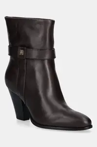 Kožené kotníkové boty Tommy Hilfiger TH T-STRAP LEATHER POINTY BOOTIE