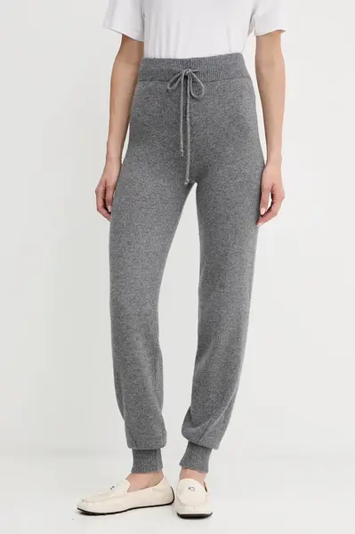 Teplákové kalhoty s vlnou Twinset šedá barva, 252TT3352