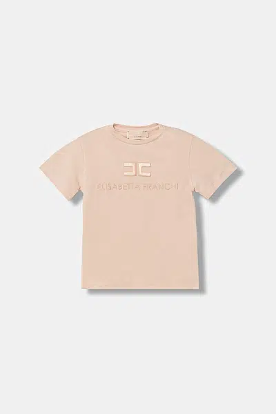 Dětské tričko Elisabetta Franchi béžová barva, EFTS250.0.JE006