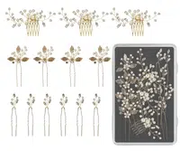 Sada ozdobných vlásenek a hřebínků Sibel Festive Hair Pins Golden Color Kit - 13 ks, zlatá + dárek zdarma