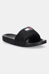 Pantofle Tommy Jeans TJW COMFY POOL SLIDE dámské, černá barva, EN0EN02854