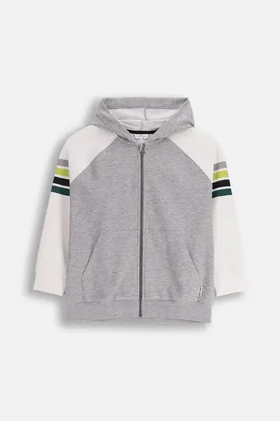 Dětská mikina Coccodrillo šedá barva, s kapucí, vzorovaná, ACADEMY BOY JUNIOR