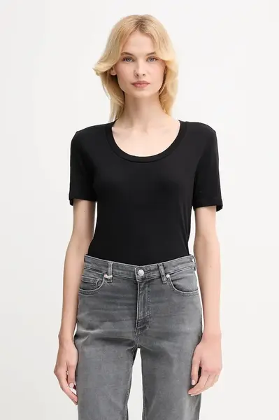 Bavlněné tričko United Colors of Benetton dámské, černá barva, 3GA2D1066