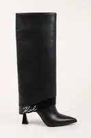 Kožené kozačky Karl Lagerfeld DEBUTANTE dámské, černá barva, na podpatku, KL32081