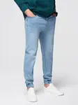 Ombre Men's denim JOGGERS pants with classic bandage - light blue