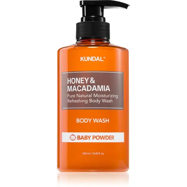 KUNDAL Honey & Macadamia Baby Powder jemný sprchový gel s hydratačným účinkom 500 ml