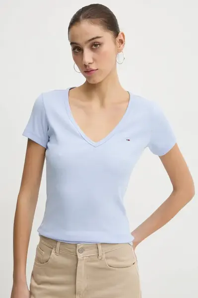 Tričko Tommy Jeans modrá barva, DW0DW17385