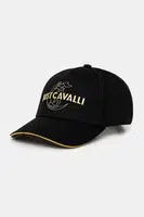 Bavlněná baseballová čepice Just Cavalli černá barva, s aplikací, 78QAZK50 ZG318