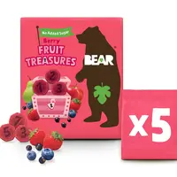 BEAR Fruit Treasures Berry jahoda a borůvka ovocné kousky 5x20 g