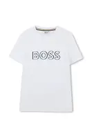 Dětské bavlněné tričko BOSS bílá barva, s potiskem, J52034