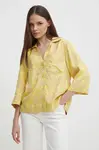 Košile Mos Mosh dámská, žlutá barva, regular, s klasickým límcem