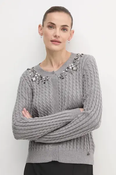 Kardigan Artigli dámský, šedá barva, lehký, ACMA000067