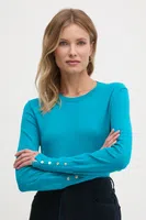Svetr United Colors of Benetton dámský, tyrkysová barva, lehký, 104HD10CB