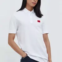 Bavlněné polo tričko HUGO bílá barva, s aplikací, 50490770