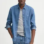 Džínová košile Tommy Jeans pánská, modrá barva, regular, s klasickým límcem, DM0DM21102