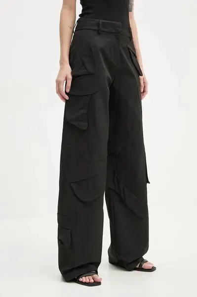 Kalhoty Heliot Emil dámské, černá barva, kapsáče, high waist, HE.W.10.113.BLK01
