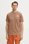 Bavlněné tričko The North Face Redbox hnědá barva, s potiskem, NF0A87NPAR41