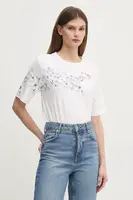 Bavlněné tričko Sisley bílá barva, 3096L106T