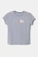 Dětské bavlněné tričko United Colors of Benetton fialová barva, 3I1XC10MZ