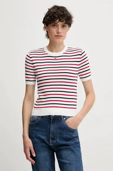 Tommy Jeans svetr s krátkým rukávem dámský bavlněný