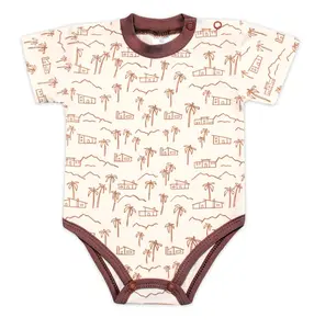 Mrofi Body kr. rukáv, bavlna, zapínání u krku , Afrika, krémové, vel. 80