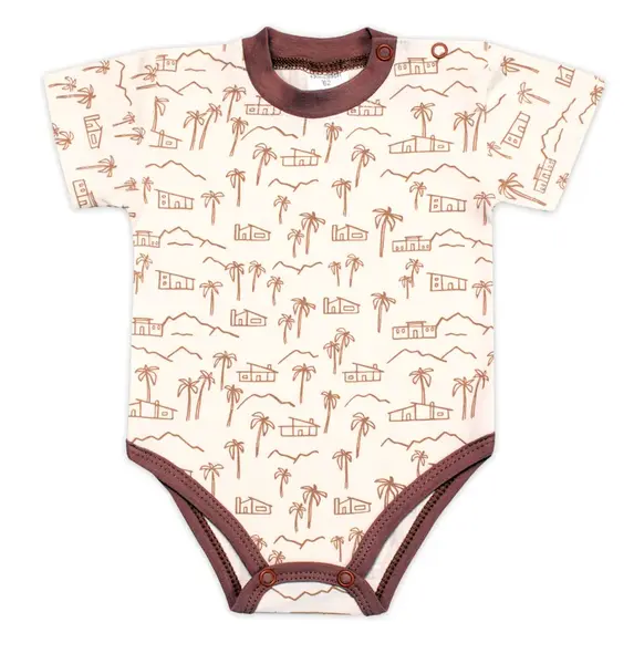 mrofi Body kr. rukáv, bavlna, zapínání u krku , Afrika, krémové, vel. 80