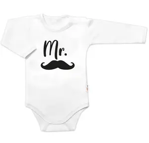 Baby Nellys Body dl. rukáv Mr., bavlna  bílo/černé vel.  62