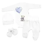 Baby Nellys Sada do porodnice pro miminko 4D Teddy Love - bílá/modrá, 62