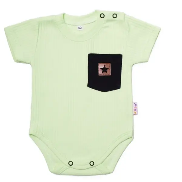 Baby Nellys Žebrované body s kapsičkou, kr. rukáv, Summer Boy,zelené,68