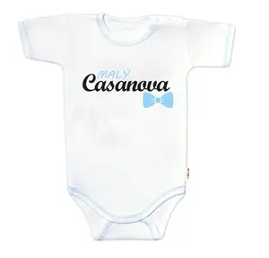 Baby Nellys Body kr. rukáv s vtipným textem, Malý Casanova, vel. 62