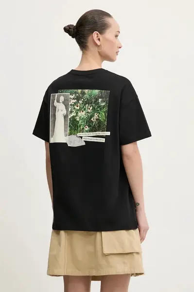 Bavlněné tričko Vans černá barva, VN000MCGBLK1