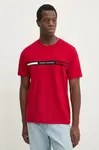 Bavlněné tričko Tommy Hilfiger červená barva, s aplikací, MW0MW36498