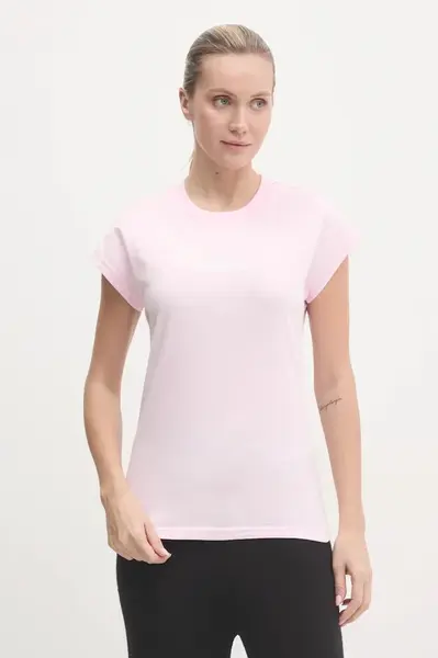 Bavlněné tričko adidas Essentials Linear růžová barva, JG8659