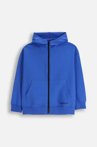 Dětská bavlněná mikina Coccodrillo modrá barva, s kapucí, s potiskem, EVERYDAY BOY A