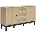 MID.YOU ŠIROKÁ KOMODA, borovice, přírodní barvy, černá, 140/80/39 cm