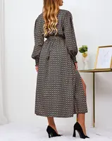 Resti Beige and black patterned women's maxi dress