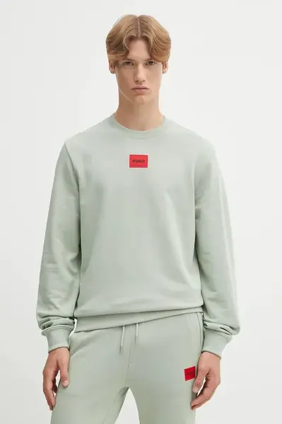 Bavlněná mikina HUGO Diragol212 pánská, černá barva, s aplikací, 50447964