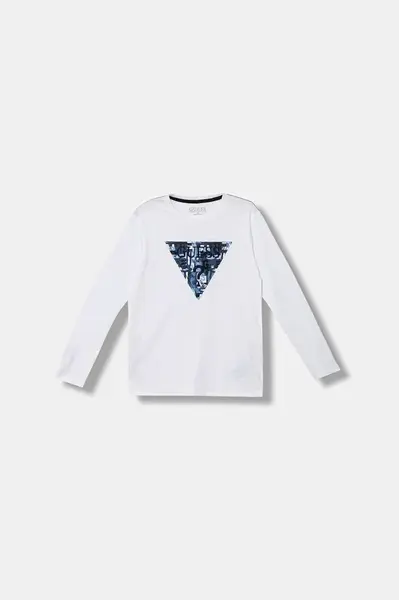 Dětské bavlněné tričko s dlouhým rukávem Guess