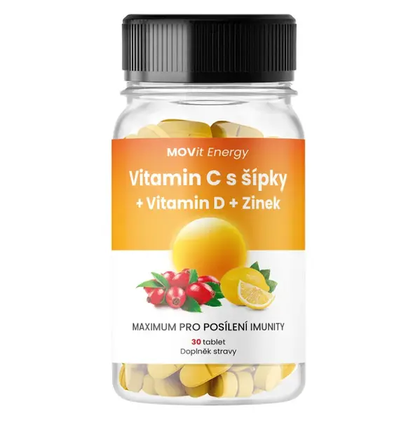 MOVIT ENERGY Vitamin C 1200 mg s šípky + vitamin D + zinek premium 30 tablet