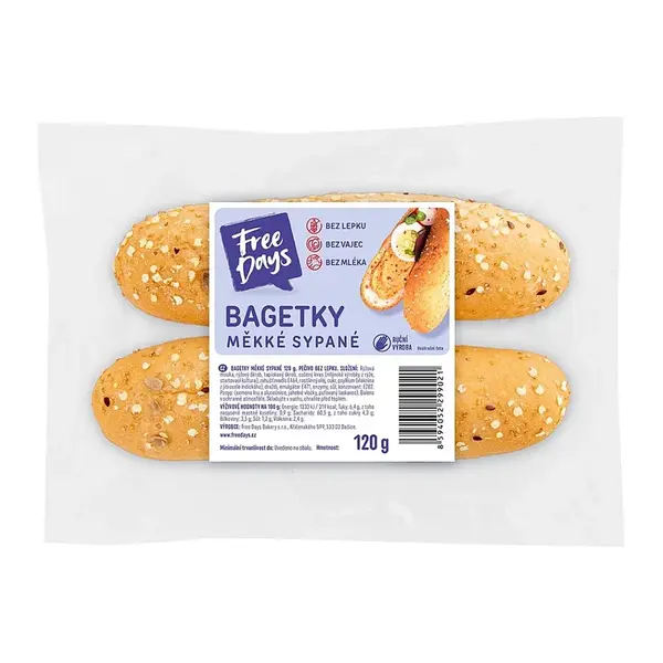 FREE DAYS Bezlepkové bagetky sypané 2 kusy