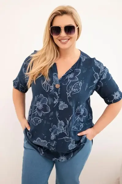 Dámská plus-size halenka s květinovým vzorem
