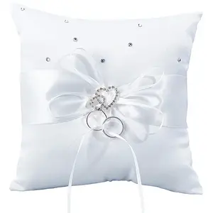 Square Polyester with Tribute Silk Wedding Finger Ring Display Pillow