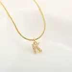 Brass Micro Pave Clear Cubic Zirconia Pendant Initial Necklaces